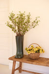 Sculptural green ceramic boot shaped vase
