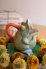 Frog Shaped Ceramic Pitcher – Decorative Tabletop Accent – 7.5" Tall by Kalalou