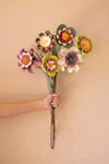 Decorative Felt Flower Stems Set of 6 in Vase