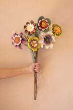Set of 6 Felt Flowers – Soft Textile Floral Stems – 25" Tall Decorative Accent by Kalalou