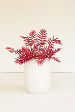 Faux Fern Botanical Stem Soft Red Whimsical Design 27.5" Tall Set of 6 by Kalalou