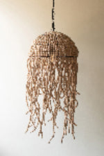 Jellyfish-Inspired Pendant Light – Wooden Bead Chandelier – 38"Tall by Kalalou
