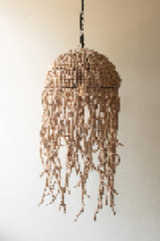 Wooden Bead Jellyfish Pendant Light – 16