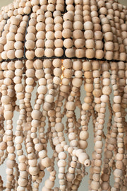 Natural Wooden Bead Pendant Lamp – Coastal Design – by Kalalou