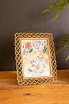 Gold Metal Photo Frame – 10 Inch Height – Woven Accent, 5x7 Photo Display