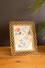 Metal Photo Frame with Woven Detail – 10 Inch Height – Holds 5x7 Picture By Kalalou