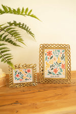 Metal Picture Frame – 10 Inch Height – Woven Detail, Holds 5x7 Photo