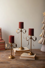 Antique Brass Candle Holders – Metal Pillar Set of 3
