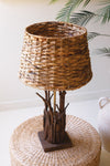 Driftwood table lamp with woven seagrass shade 29 inch