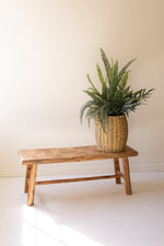 Wooden Entryway Bench – Recycled Fir with Parque Top – 19" Tall by Kalalou