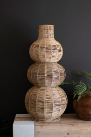 Woven Seagrass Table Lamp with Three Bubble Shape