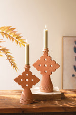 Terracotta and Concrete Taper Candle Holders – Set of Two by Kalalou