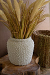 Kalalou White Resin Barnacle Pot 11"H – Textured Coastal Decorative Vase