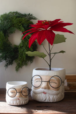 Set of 2 Concrete Santa Pots