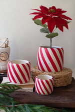 Christmas Concrete Candy Cane Planters – Set of 3 Decorative Pots – 7" Tall by Kalalou