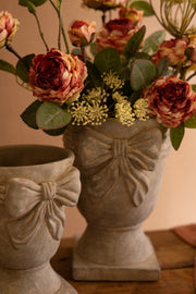 Grey Concrete Bow Urns – Set of Two Decorative Planters for Indoor & Outdoor Use by Kalalou