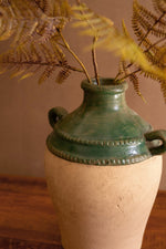 Clay Urn 13"H – Large Green & Terracotta, Dual-Handled Glazed & Matte Decorative Vase by Kalalou