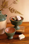 Clay Compote 6 Inch – 2X Set of Two, Green and Terracotta By Kalalou