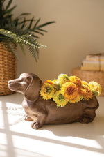 Cement Dachshund Figurine – Sculpted Dog Decor – 8" Tall by Kalalou