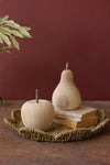 Carved Wooden Fruit Sculptures – Apple & Pear Set of 2 Natural Decor