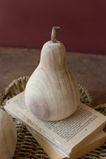 Wooden Apple & Pear Figurines – Small Carved Fruit Home Accents