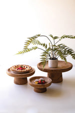 Wood Serving Stands Set of 3 – Graduated Display Risers – 6.75" Tall by Kalalou