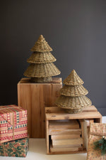 Small Woven Vine Christmas Trees Set of 2 Natural Rustic Holiday Accent 15" H by Kalalou