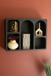 Black Wall Cubbie Shelf – Textured MDF 5-Compartment Storage by Kalalou