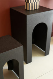 Square Wood Side Tables – Black Multi-Height Set