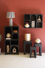Contemporary Black Table Set – MDF & Fir Wood Accent Trio