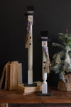 Large and Small Turned Wood Snowman Set for Mantel or Tabletop