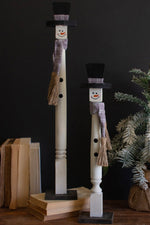 Painted Wood Snowman Figurines, 2-Piece Holiday Set