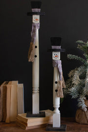 Painted Wood Snowman Figurines, 2-Piece Holiday Set