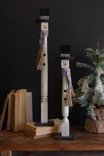 Standing Snowmen 26" & 20.25"H, Turned Wood, Multi-Color Painted Christmas Decor (2 x Set of 2) By Kalalou