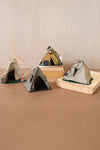 Set of Four Tent Ornaments – Handcrafted Wooden Holiday Décor – 7"t