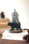 Wooden Bear with Christmas Tree Holiday Figurine