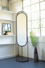 Full Length Oval Floor Mirror with Rear Storage Rack – 68" Tall by Kalalou