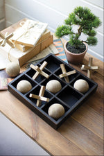 Wooden Tic-Tac-Toe Sets, 10"H Tabletop Games, Matte Black Finish, Set of Two by Kalalou