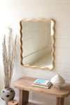 Wooden Squiggle Framed Mirror – 32 Inch Height – Rectangular Wall Mirror