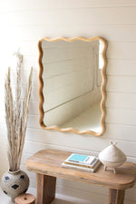 Wooden Squiggle Framed Mirror – 32 Inch Height – Rectangular Wall Mirror By kalalou