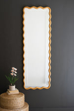 Large Wooden Squiggle Rectangle Framed Mirror – 67" Tall by Kalalou
