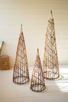 Kalalou Set of Three Nesting Twig Christmas Trees Rustic Holiday Décor