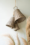 Kalalou Natural Woven Willow Bell Trio Farmhouse Decoration