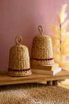 Kalalou Set of Two Seagrass Christmas Bells Rustic Holiday Décor