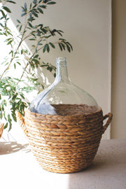 Large Handwoven Glass Wine Jug Decorative Accent