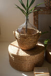 Rustic Water Hyacinth Wrapped Glass Vase for Natural Home Decor