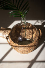 Organic Style Water Hyacinth and Glass Damigiana Vase