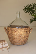 Coastal Style Glass and Rattan Decorative Vessel