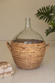 Coastal Style Glass and Rattan Decorative Vessel