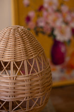 Rattan Easter Eggs, 11"H Handwoven Decorative Accents, Natural Brown Finish, Set of Two by Kalalou